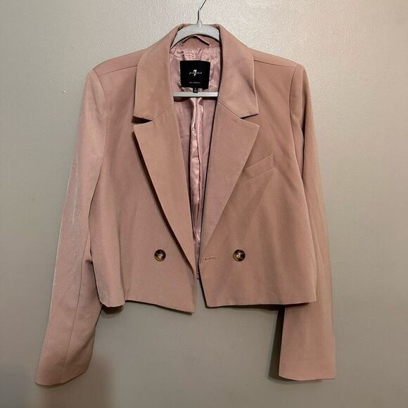 7 for All Mankind blush colored cropped blazer size large - Picture 1 of 6